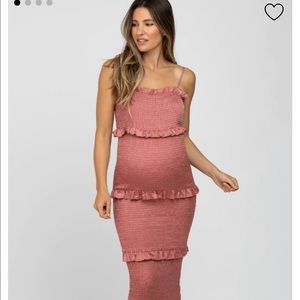 Pinkblush Satin Smocked Midi Dress